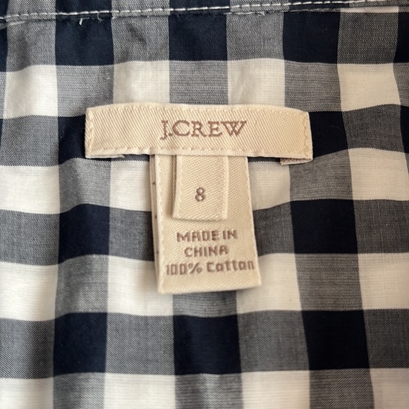 Navy and White Checked J Crew Blouse - Picture 2 of 5